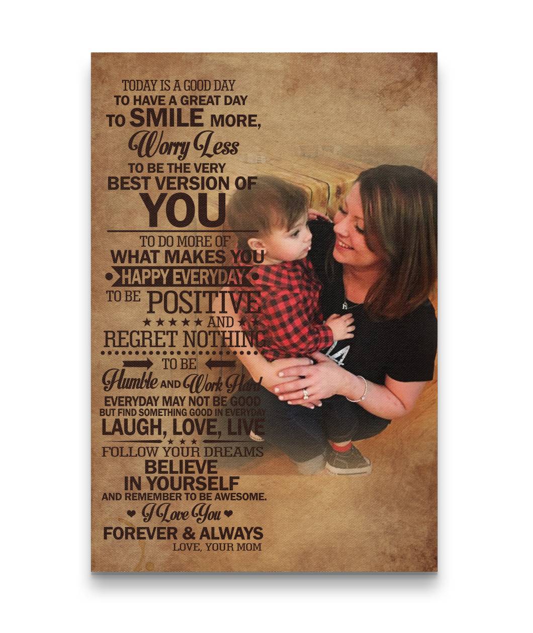 Today Is A Good Day Smile More And Worry Less Mother Happy Hugging Canvas Print