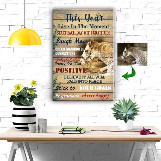 Live In The Moment - Laugh More - Choose Happy Horse Canvas Print