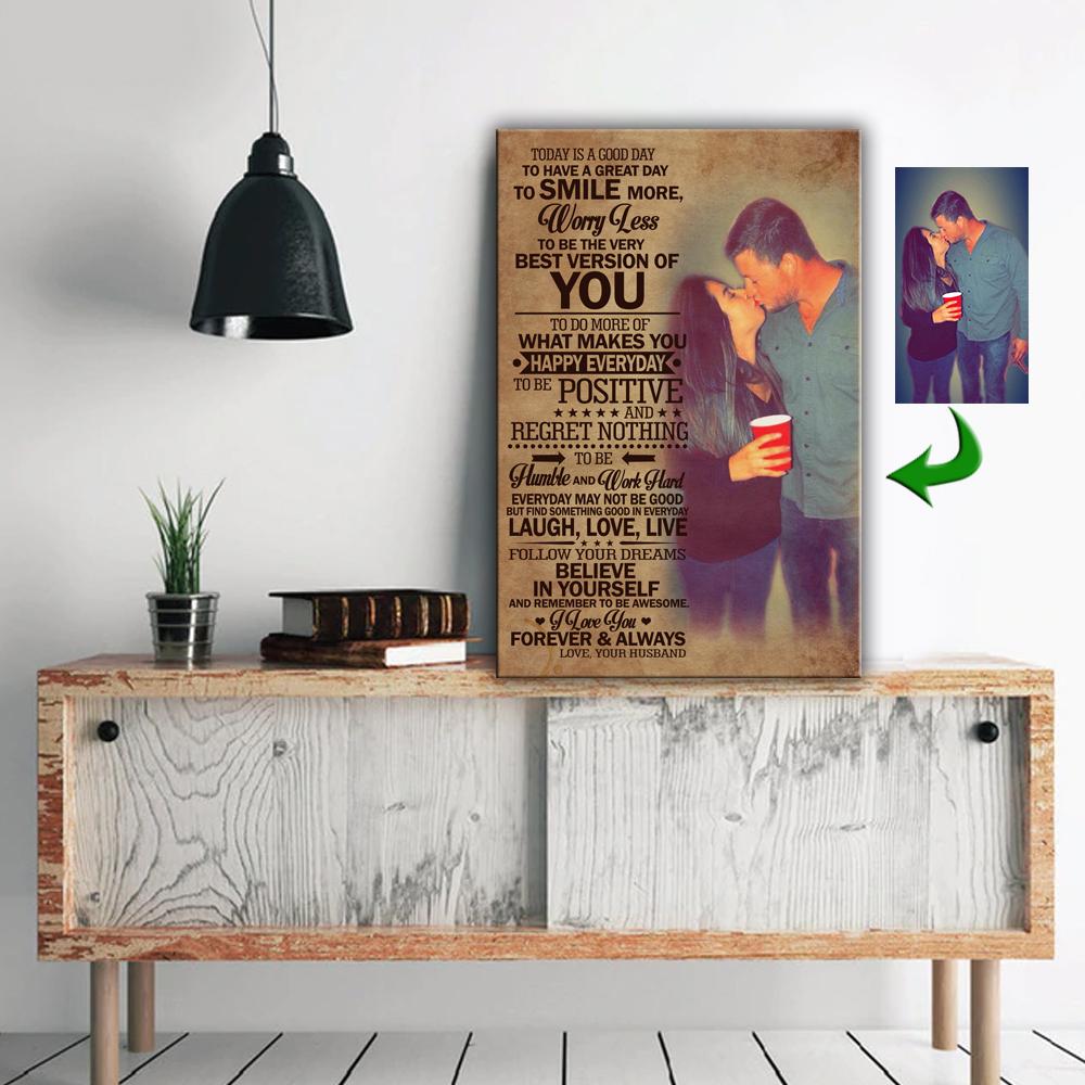 Today Is A Good Day Sweet Kiss Couple Canvas Print