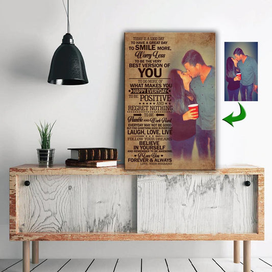 Today Is A Good Day Sweet Kiss Couple Canvas Print