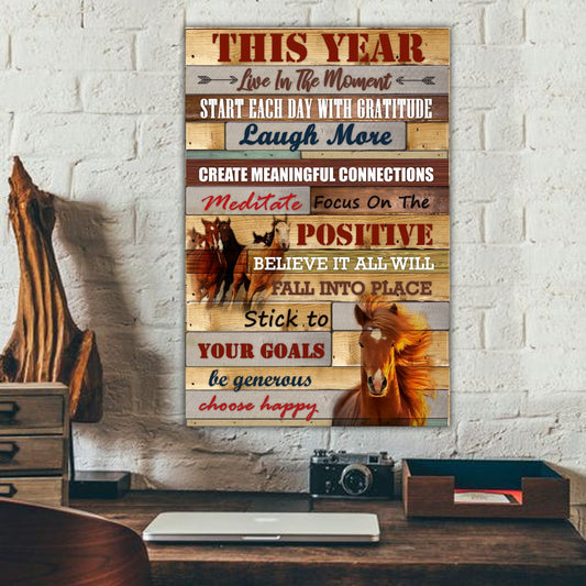 Live In The Moment - Laugh More - Choose Happy Horse Love Canvas Print