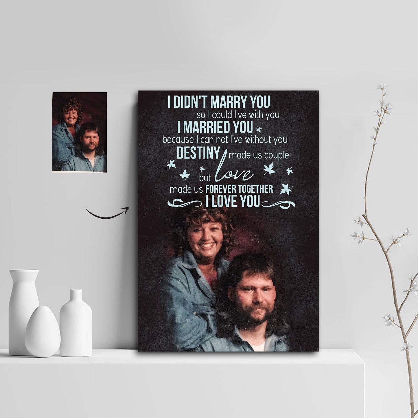 Love Made Us Forever Together Love Couple In Blue Canvas Print