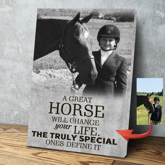 Great Horse Change Life Little Girl Smile With Horse Custom Canvas Print