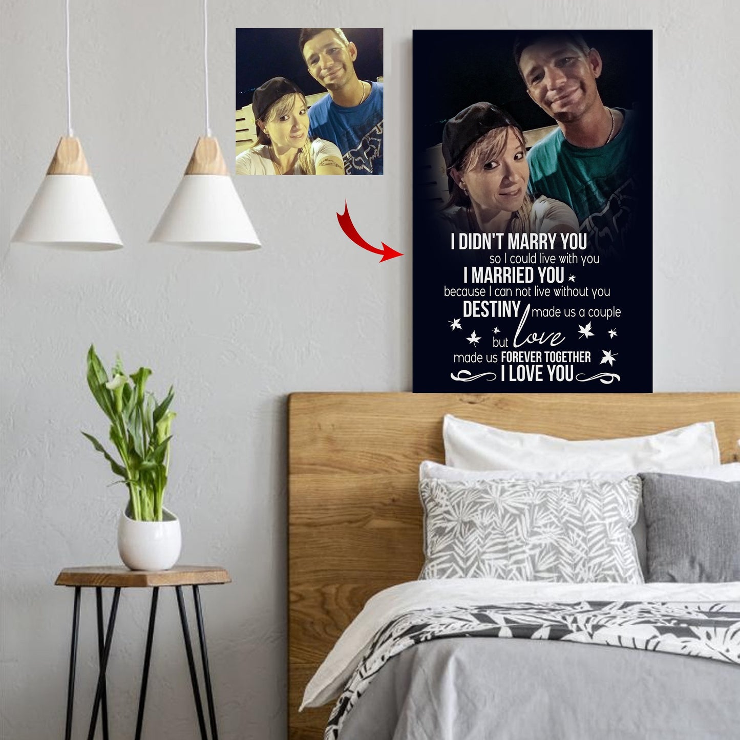 Happy Couple Love is patient, love is kind Custom Canvas Print