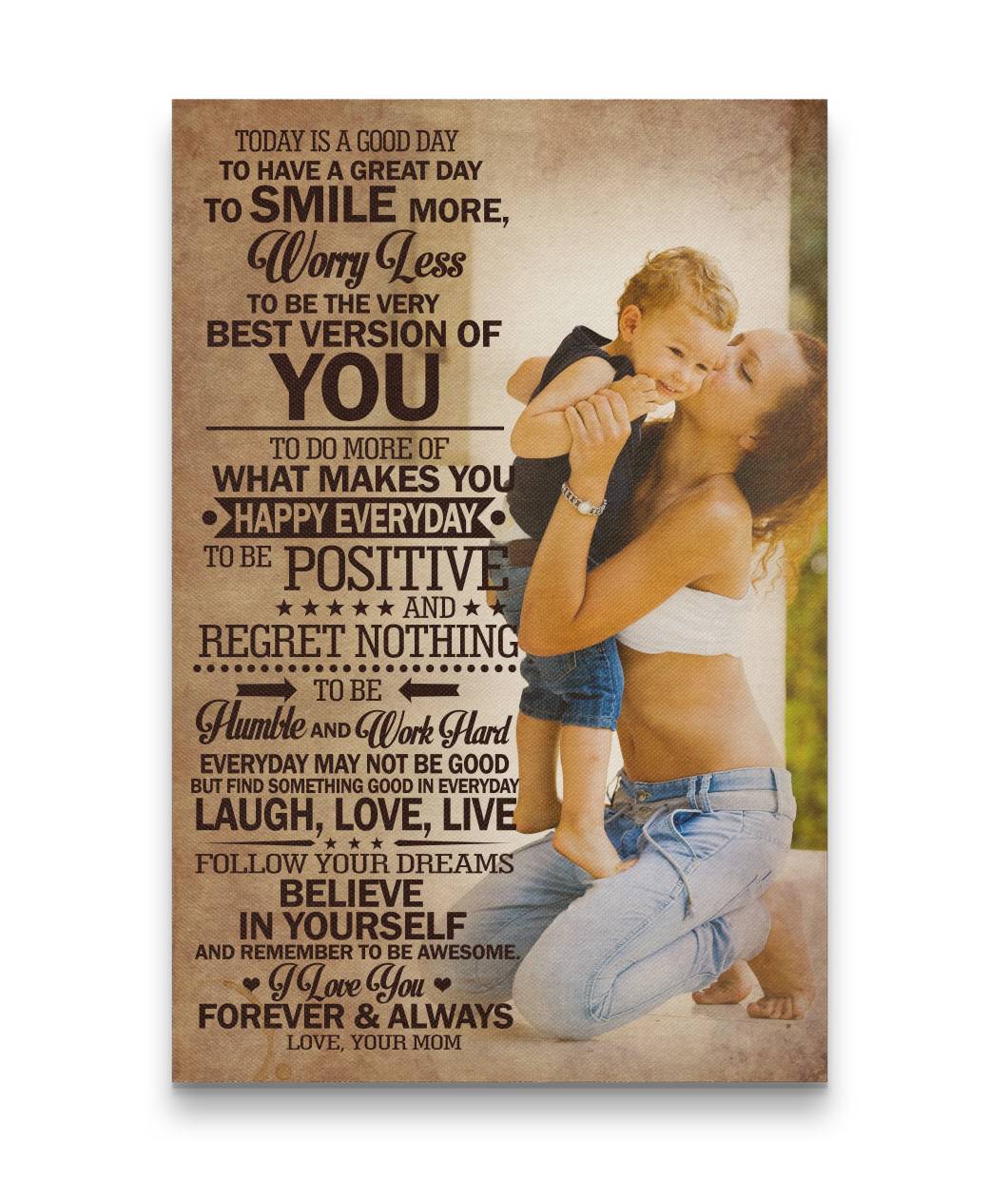 Today Is A Good Day - Smile More And Worry Less Mother Custom Canvas Print