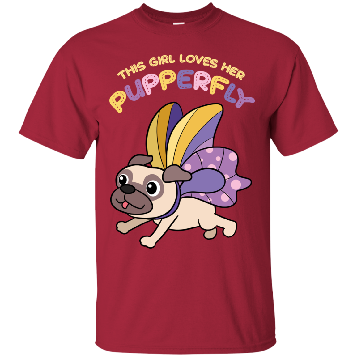 This Girl Loves Her Pupperfly Pug T Shirts