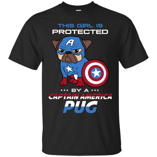 Nice Pug T Shirts - This Girl Is Protected By Captain America Pug