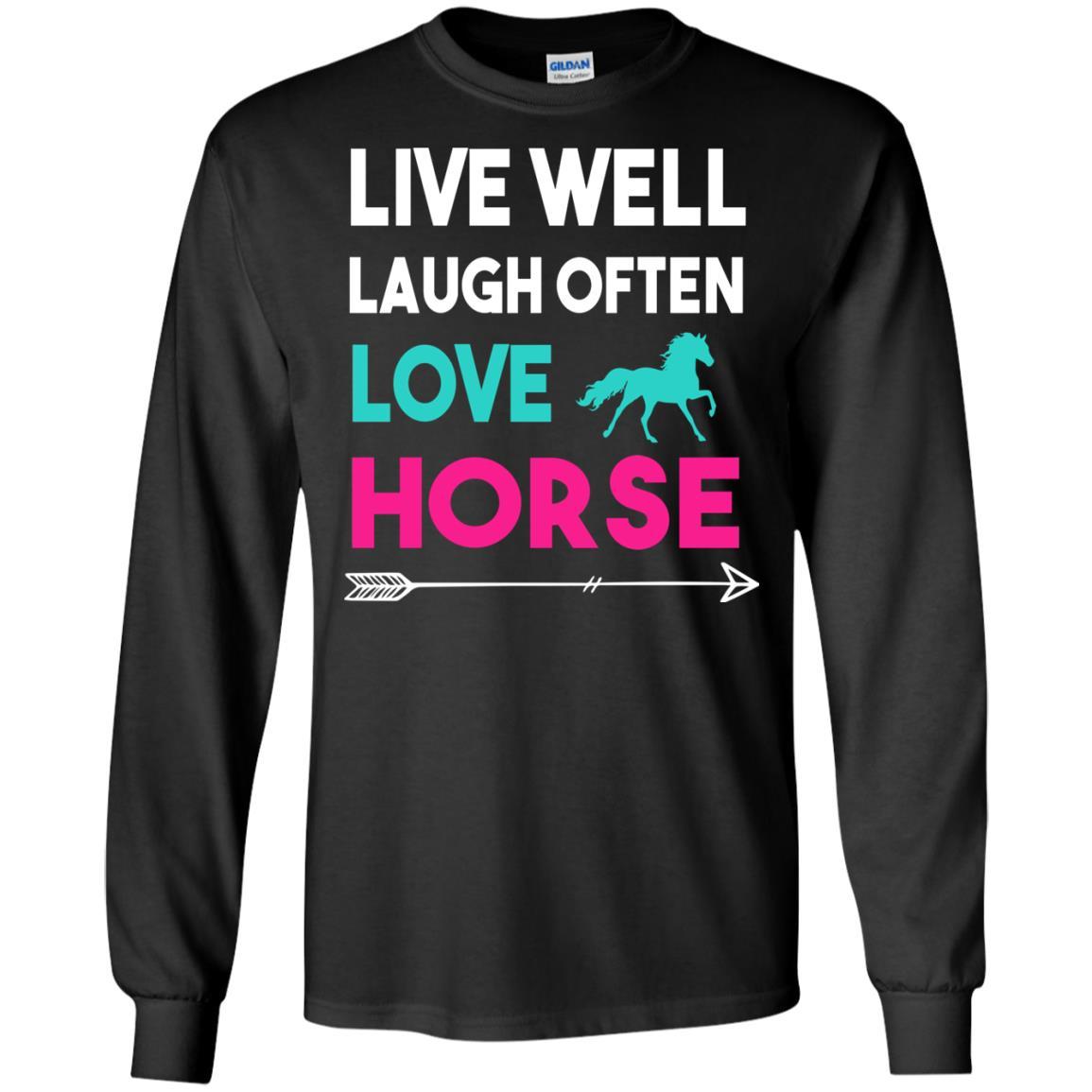 Live Well Laugh Often Love Horse Tee Shirt For Equestrian Gift
