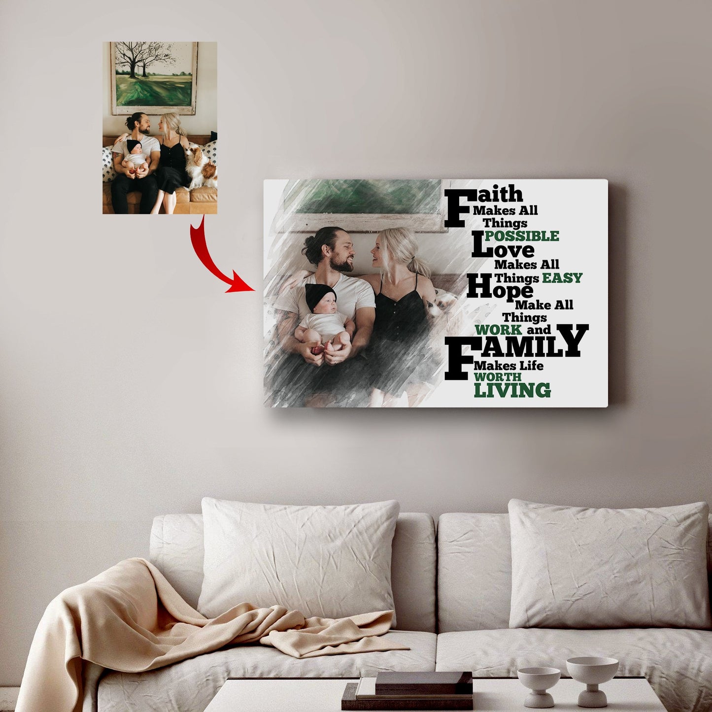 Husband Wife Custom Canvas Print - Love Makes All Things Easy