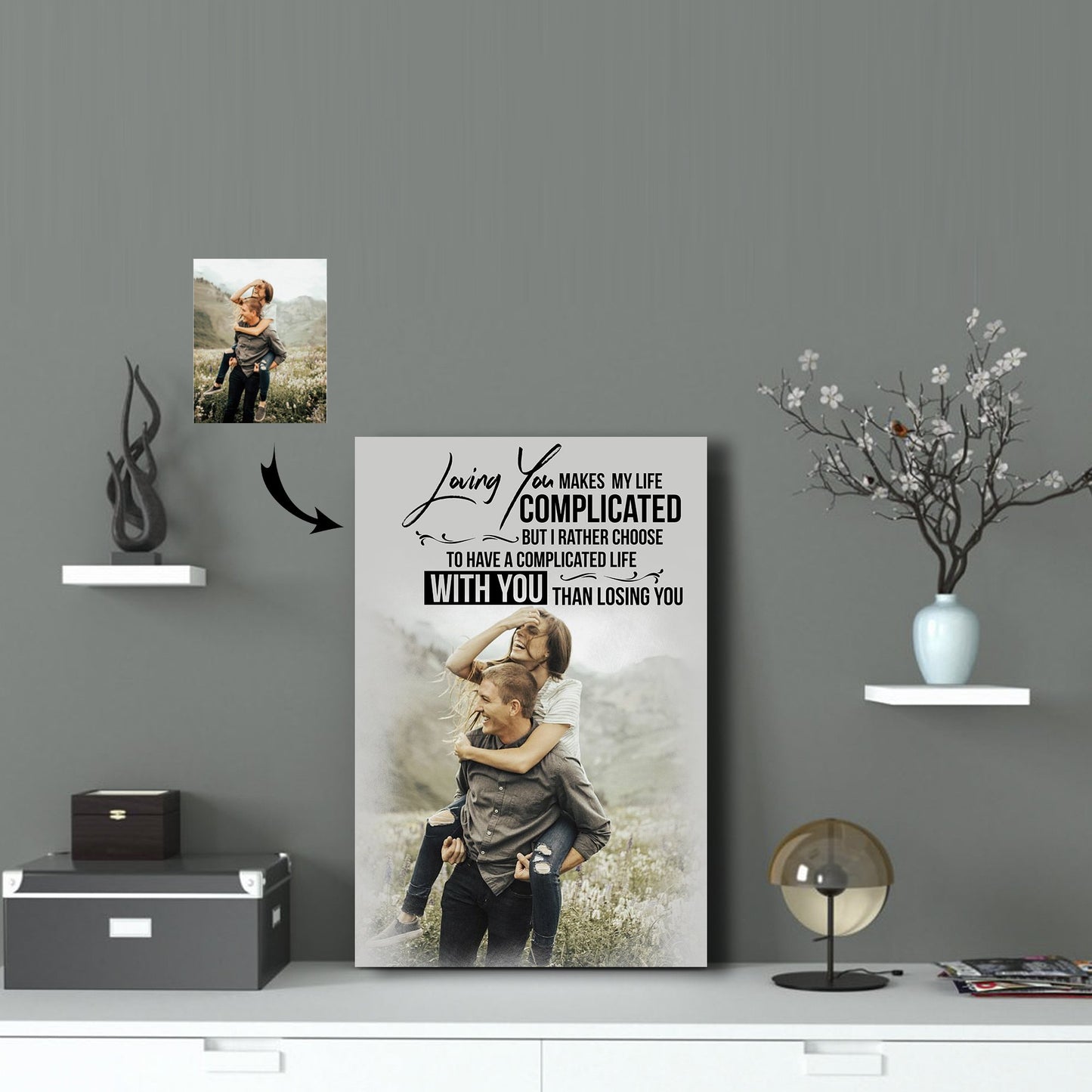 Rather Choose Complicated Life Than Losing You Couple Custom Canvas Print