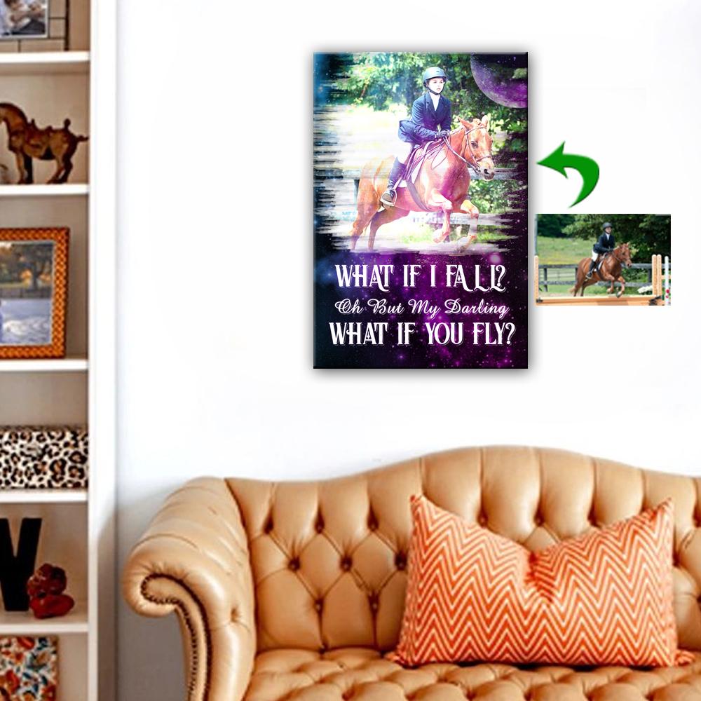 What If I Fall - What If You Fly Horse Custom Canvas Print