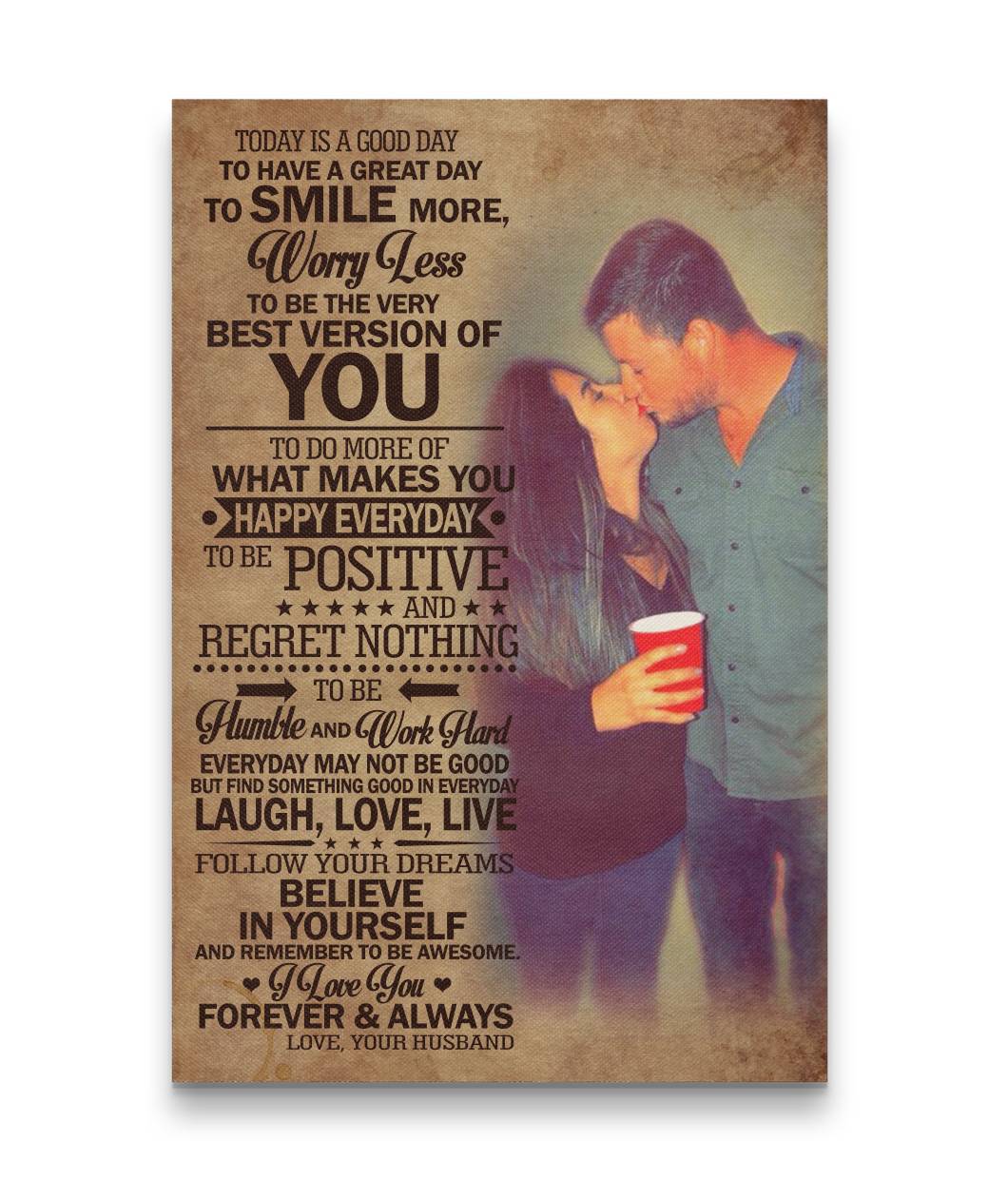 Today Is A Good Day Sweet Kiss Couple Canvas Print