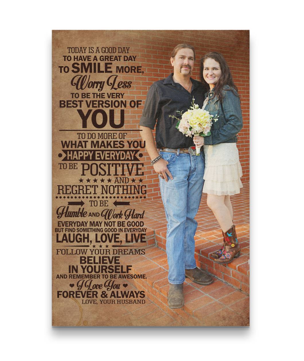 Today Is A Good Day Sweet Couple With Flowers Canvas Print