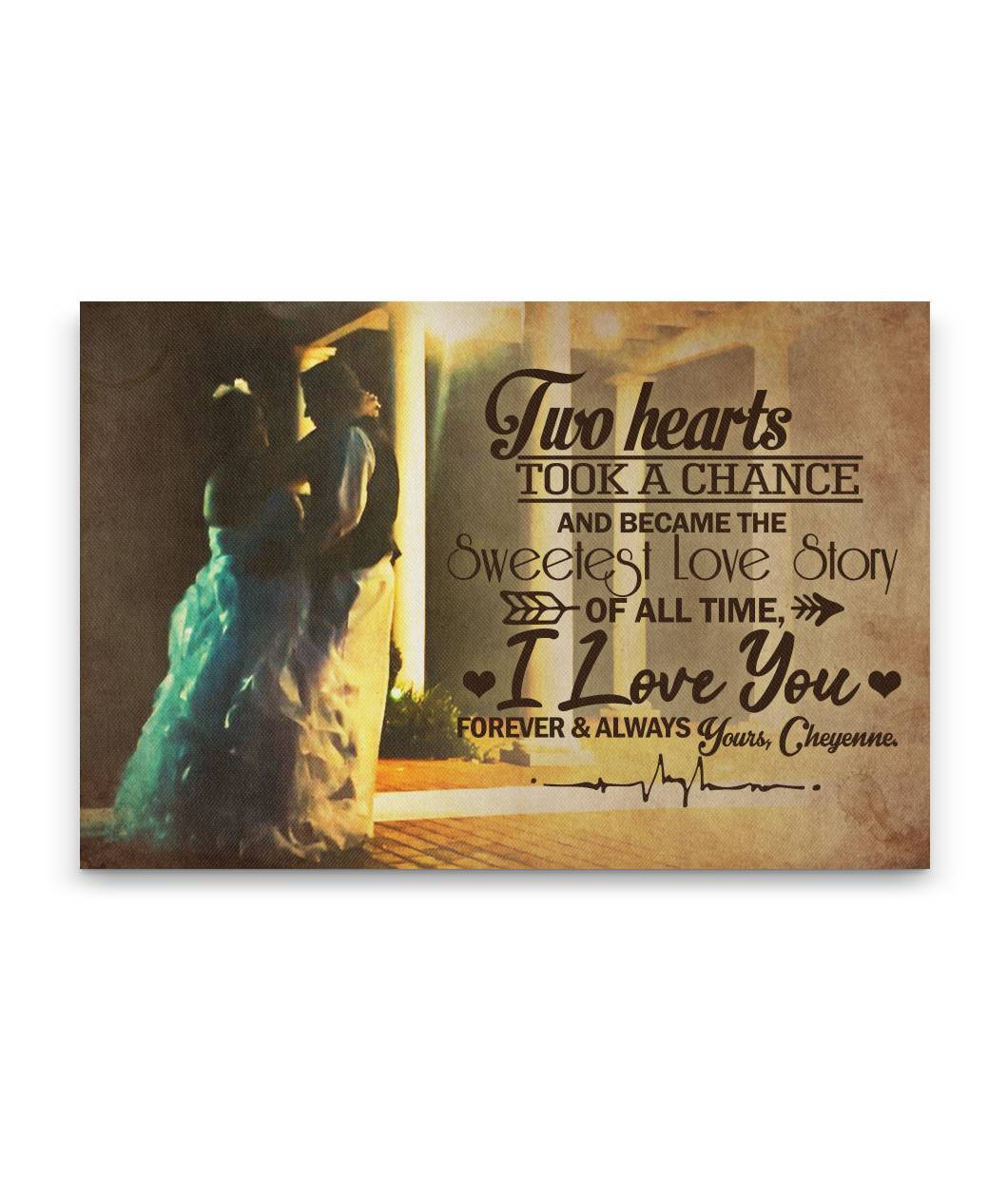 Two Hearts Became The Sweetest Love Story Dancing In Night Couple Canvas Print