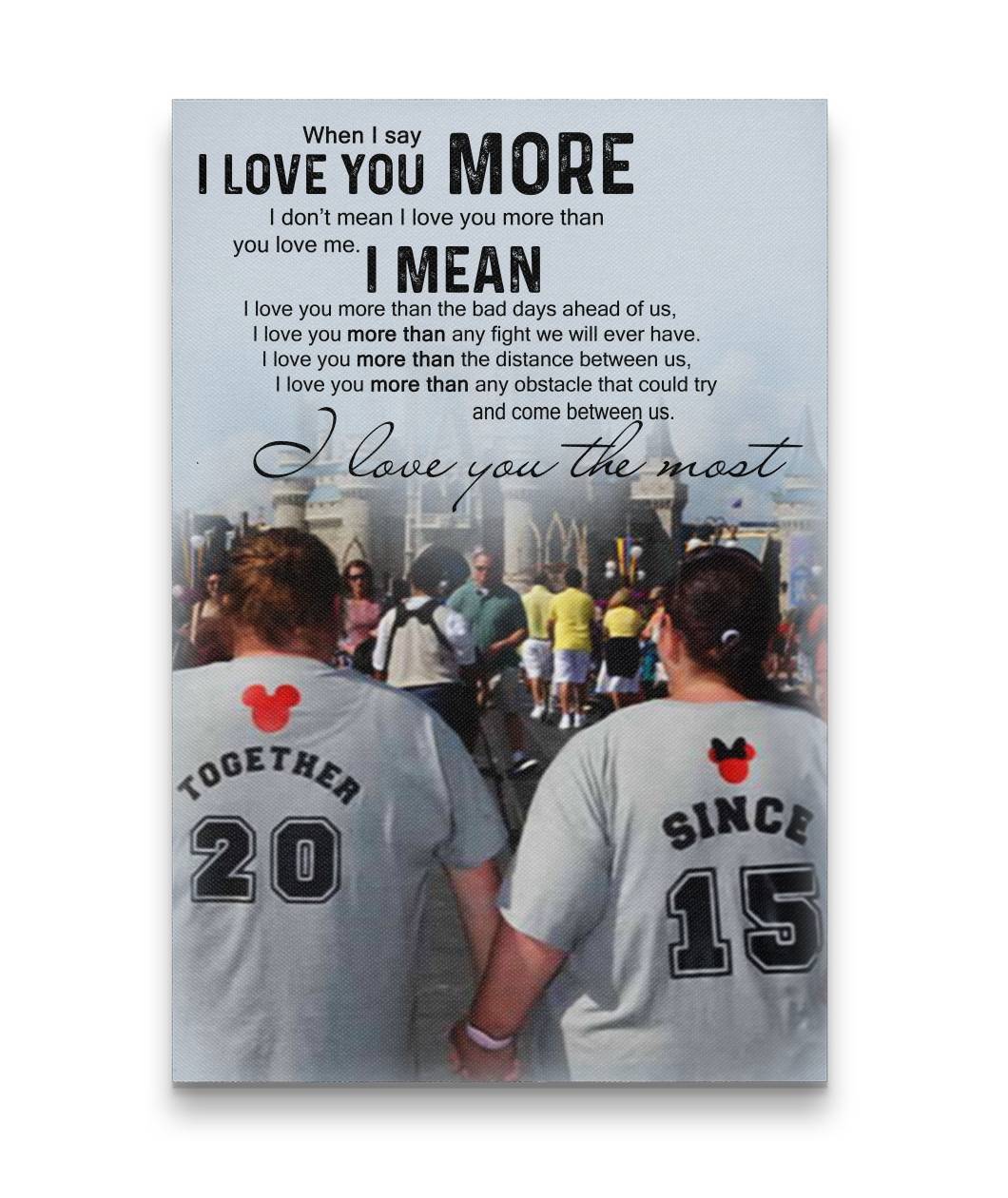 Together Couple I Love You More - I Love You The Most Canvas Print