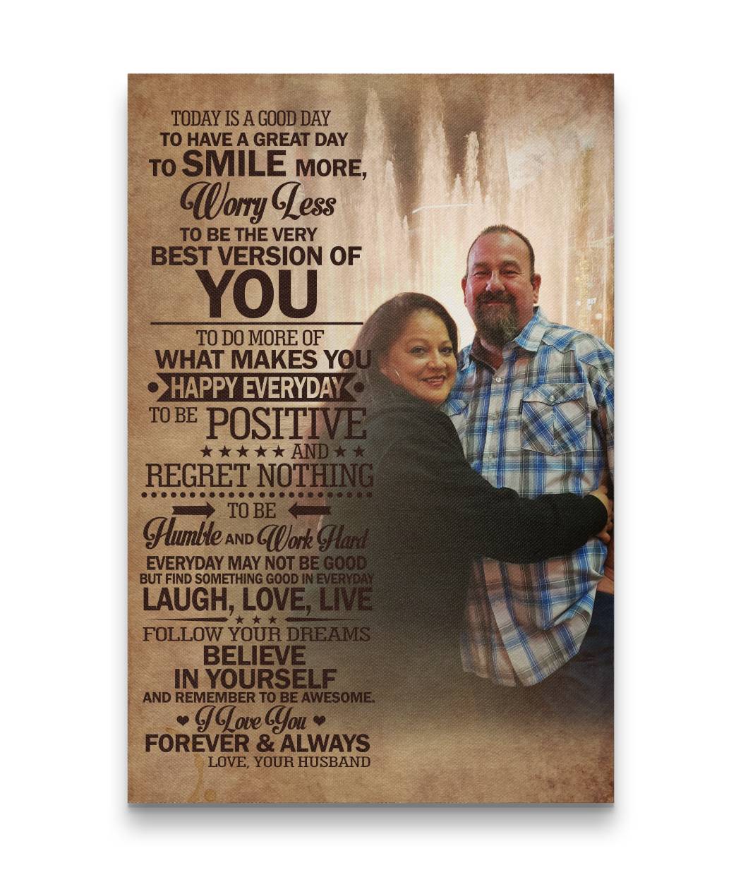 Today Is A Good Day Sweet Couple Hugging Canvas Print