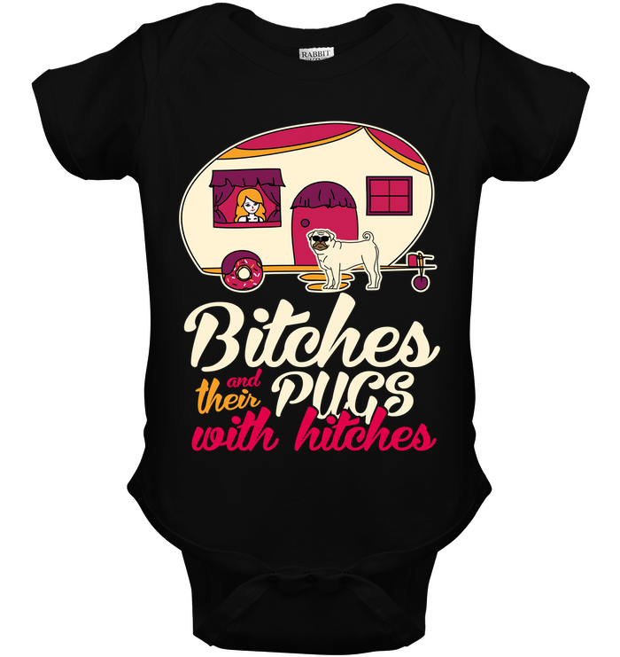 Bitches And Their Pugs With Hitches Camping T Shirts
