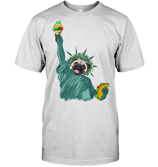 Independence Day With A Donut Pug T Shirts V2