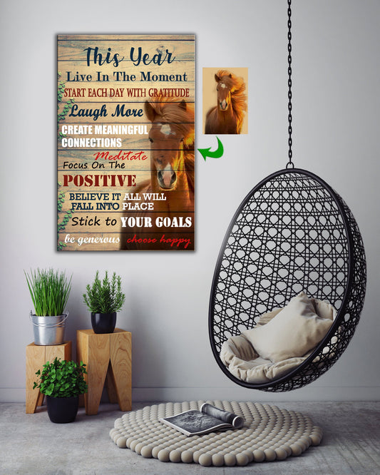 Normal Horse Live In The Moment Choose Happy Custom Canvas Print