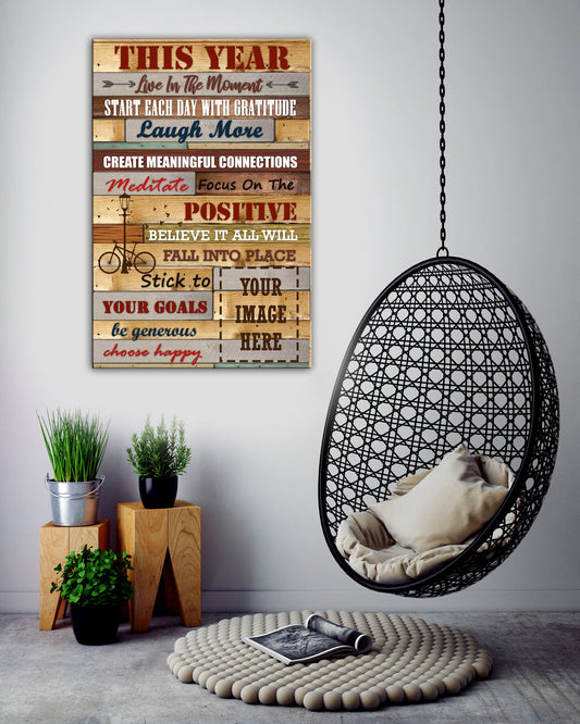 Live In The Moment - Laugh More - Choose Happy Cycling Custom Canvas Print